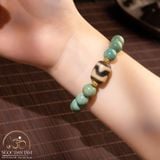  Vòng Tay Dzi Răng Cọp Phối Lam Ngọc 