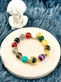  Vòng Tay Đá Phong Thủy Đa Sắc Phối Charm Dzi 1 Mắt 
