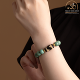  Vòng Tay Dzi Răng Cọp Phối Lam Ngọc 