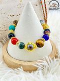  Vòng Tay Đá Phong Thủy Đa Sắc Phối Charm Dzi 1 Mắt 