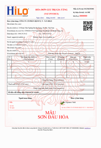  Sơn Đầu Hỏa - HIN 500 - Hóa đơn điện tử ngũ hành Hilo Invoice 