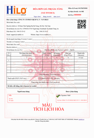  Tích Lịch Hỏa - HIN 500 - Hóa đơn điện tử ngũ hành Hilo Invoice 