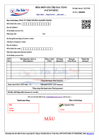  HILO G1000 - Hóa đơn điện tử Hilo Invoice 1.000 số hóa đơn theo mẫu 