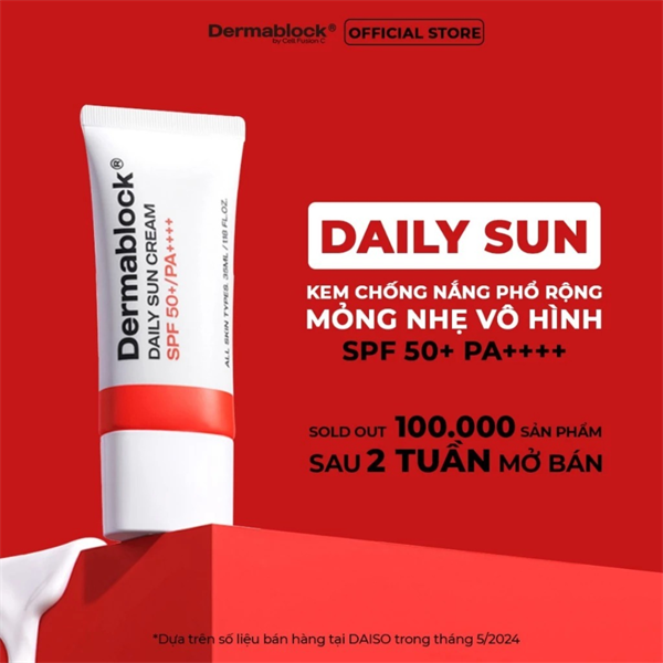 Kem Chống Nắng Dermablock Daily Sun Cream SPF50+ PA++++ Dưỡng Ẩm Sâu, Mờ Thâm, Ngừa Lão Hoá 35mlKCN DERMABLOCK DAILY SUN CREAM SPF50 + (35ML) – YOUNG'S COSMETICS