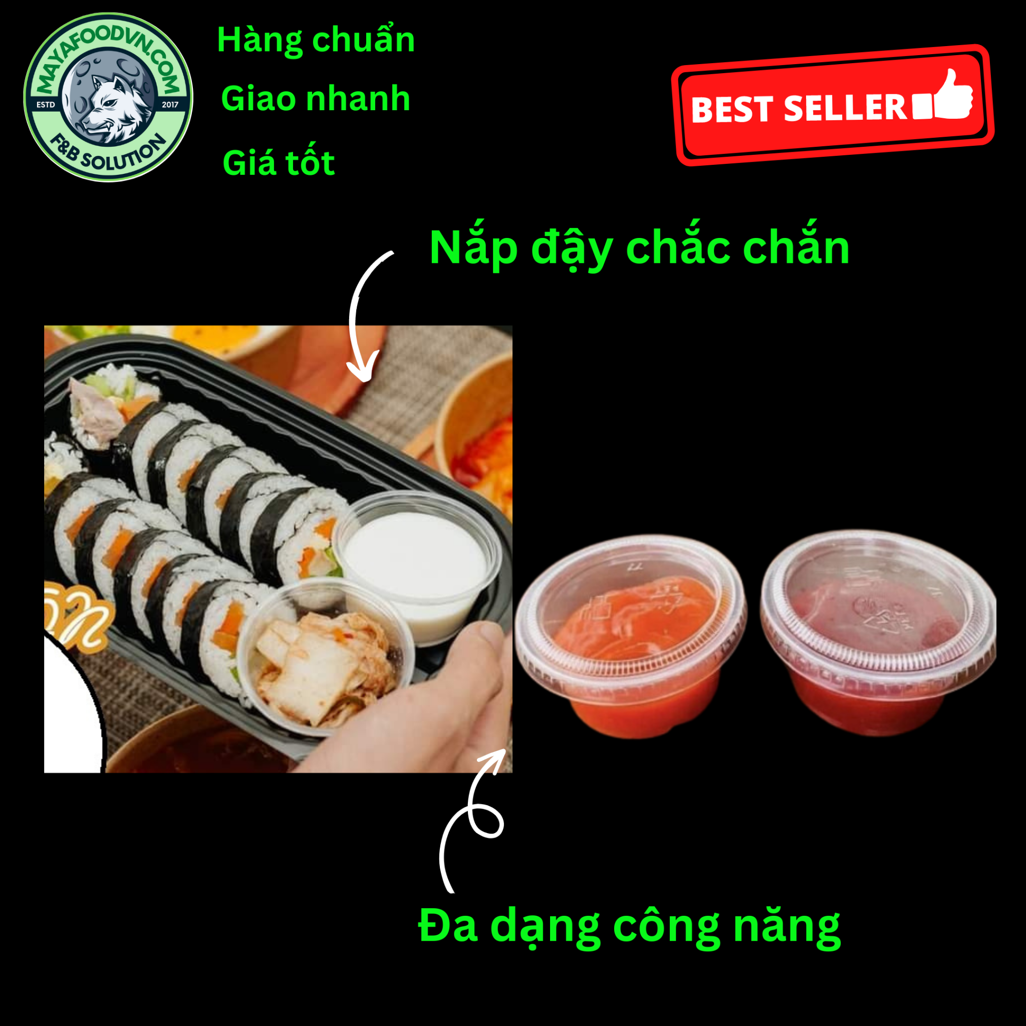 Hũ đựng sốt nhỏ đi kèm trong bộ bao bì trà sữa - Maya Food