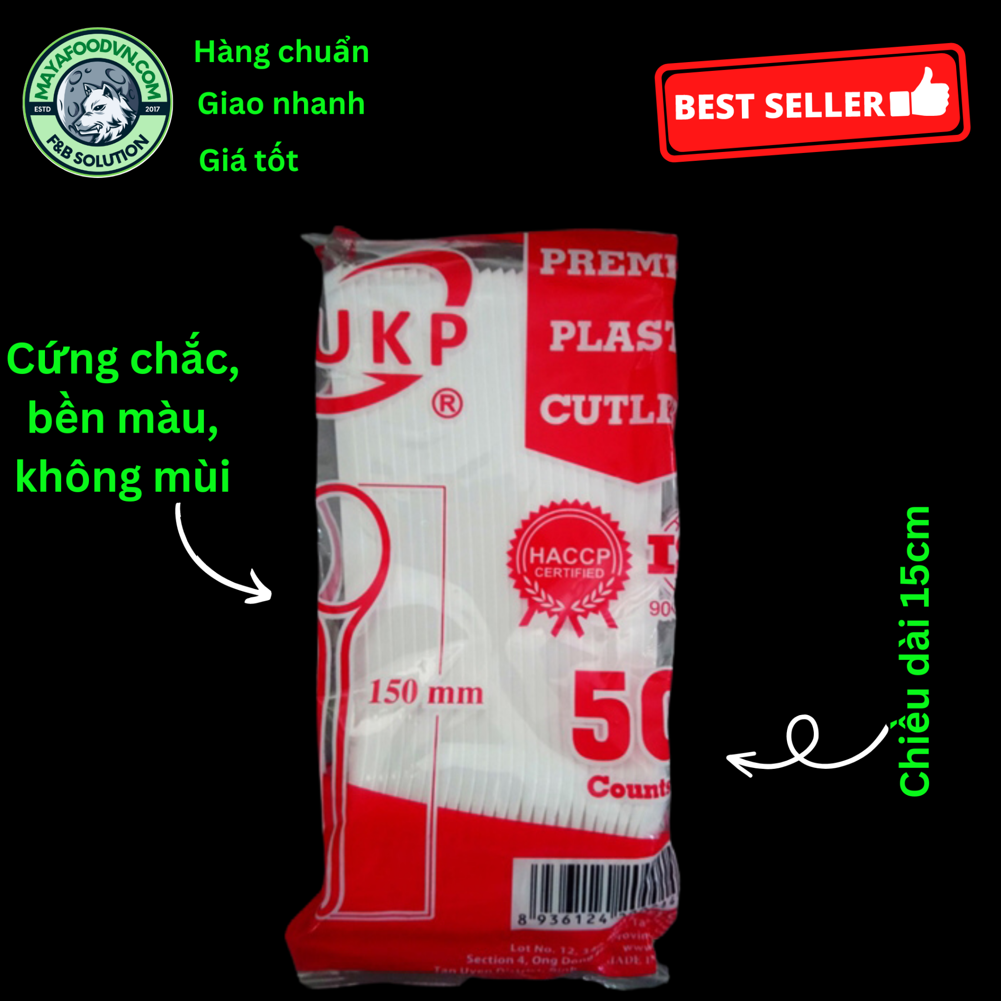 Muỗng nhựa dùng kèm ly nhựa 500ml cho topping - Maya Food