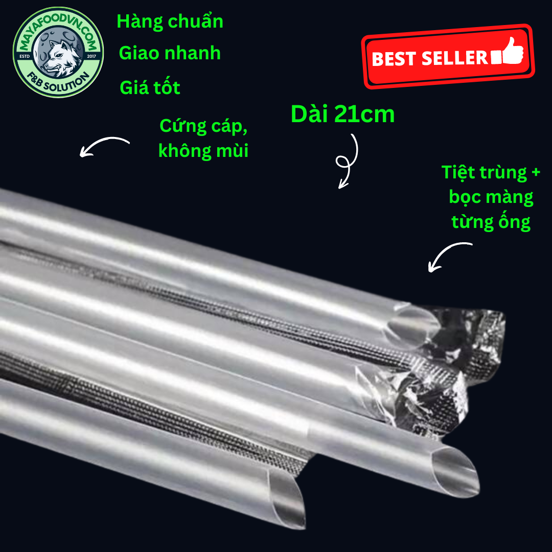 Ống hút nhựa P8 và P12 cho quán trà sữa cà phê - Maya Food