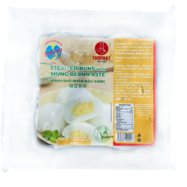  Bánh Bao Nhân Đậu Xanh - Steamed Buns with Mung Bean Paste 