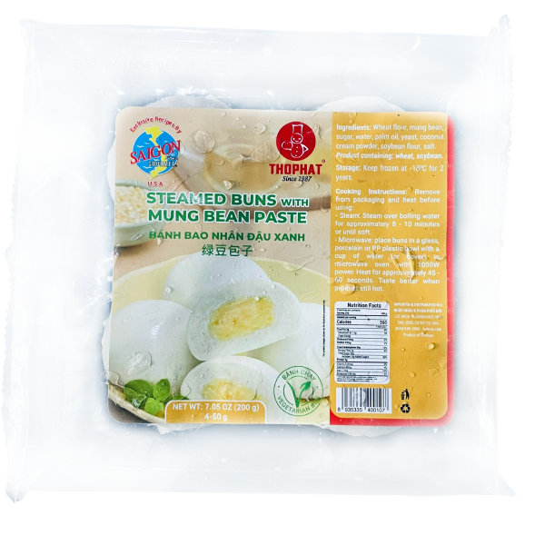  Bánh Bao Nhân Đậu Xanh - Steamed Buns with Mung Bean Paste 