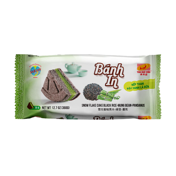  Bánh In Nếp Than Đậu Xanh Lá Dứa - Snow Flake Cake Black Rice - Mung Bean - Pandanus 