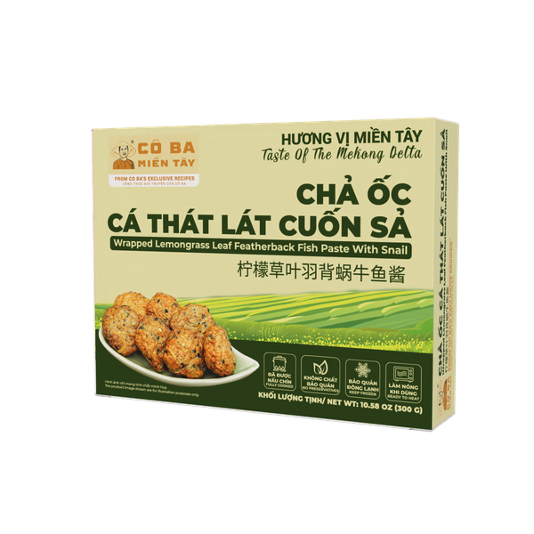  Chả Ốc Cá Thát Lát Cuốn Sả - Wrapped Lemongrass Leaf Featherback Fish Paste With Snails 