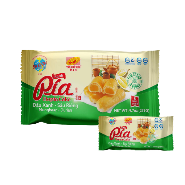  Bánh Pía Đậu Xanh Sầu Riêng (ít đường) Tân Huê Viên - Mung Bean Durian Pia Cake (less sugar) 