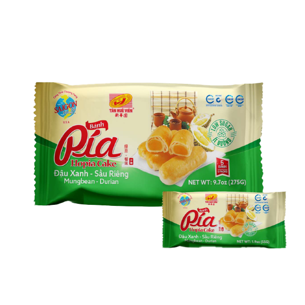 Bánh Pía Đậu Xanh Sầu Riêng (ít đường) Tân Huê Viên - Mung Bean Durian Pia Cake (less sugar) 