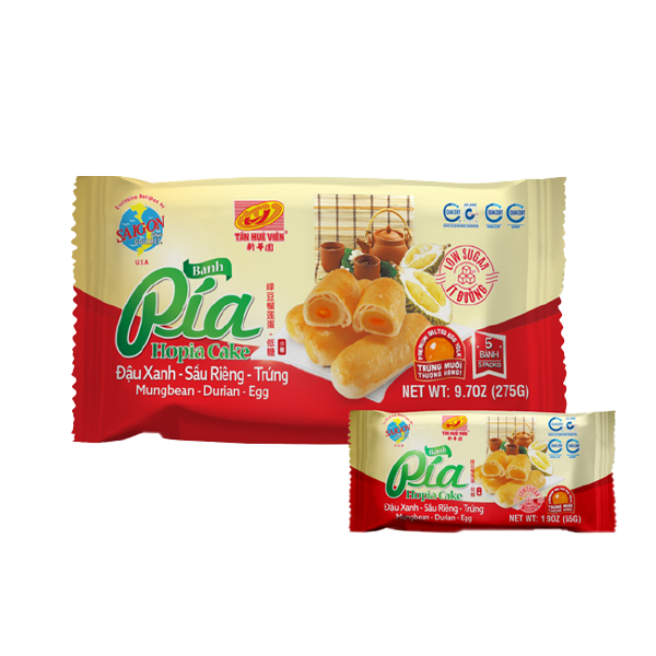  Bánh Pía Đậu Xanh Sầu Riêng Trứng (ít đường) Tân Huê Viên - Mung Bean Durian Egg Pia Cake (less sugar) 
