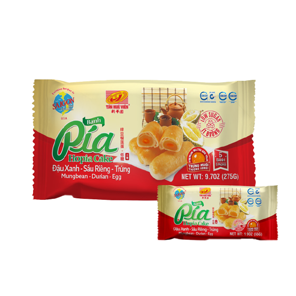  Bánh Pía Đậu Xanh Sầu Riêng Trứng (ít đường) Tân Huê Viên - Mung Bean Durian Egg Pia Cake (less sugar) 