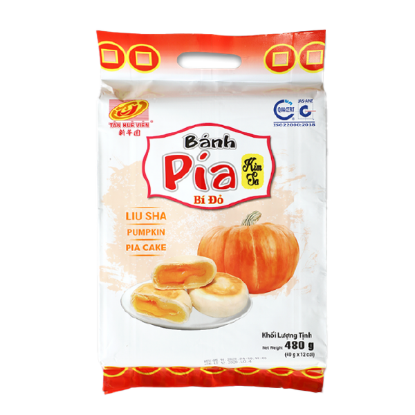  Bánh Pía Bí Đỏ Trứng Chảy Tân Huê Viên - Liu Sha Pumpkin Pia Cake 