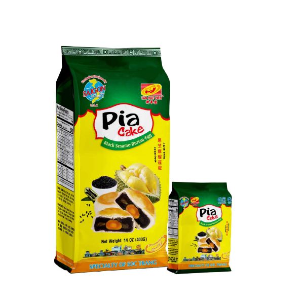  Bánh Pía Mè Đen Sầu Riêng Trứng Tân Huê Viên - Black Sesame Durian Pia Cake with Egg 