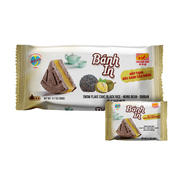  Bánh In Nếp Than Đậu Xanh Sầu Riêng - Snow Flake Cake Black Rice - Mung Bean - Durian 