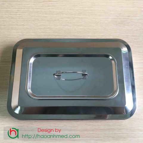 Hộp hấp dụng cụ y tế Inox hình chữ nhật - Có lỗ, có quai sách tiện lợi (Hộp Sản Có Lỗ)