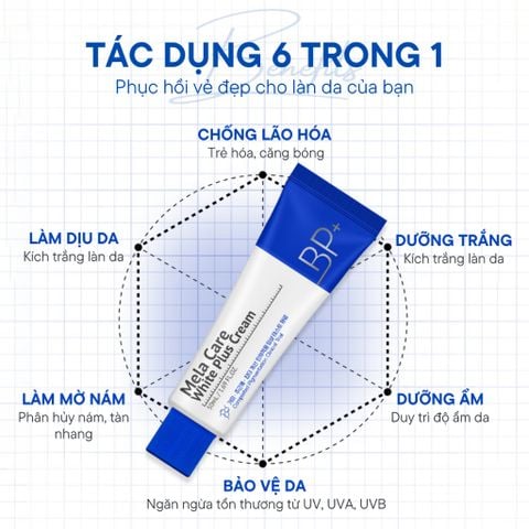 Kem Nám Trắng Da Mela Care White Plus Cream Body Plus BP+ Hàn Quốc Dung Tích 50ml