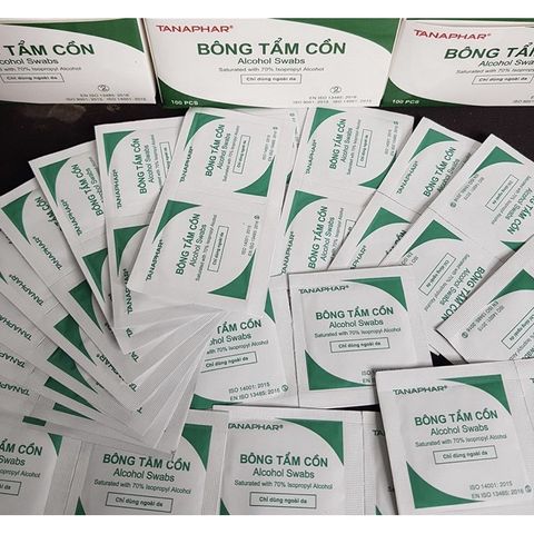 Hộp 100 Miếng Gạc Tẩm Cồn Sát Khuẩn, Bông Tẩm Cồn Y Tế Tiệt Trùng Sát Trùng, Cồn Khô Alcohol Pads TANAPHAR
