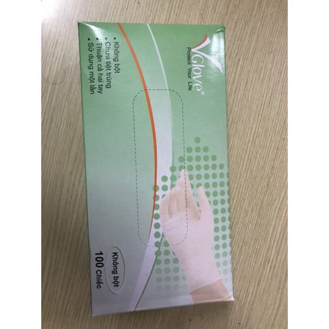 [10 đôi] Găng tay Vglove không bột Nitrile 3.5gr màu xanh - màu trắng, size S , dài 23cm
