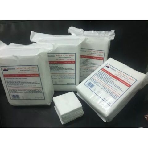 Bông cắt miếng sẵn Bình Minh ( 7x7cm ) Gói 0.5kg – Bông dùng trong spa, phun xăm, vệ sinh cá nhân, tẩy trang