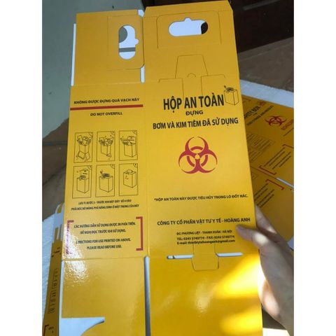 hộp giấy an toàn đựng vật sắc nhọn,đựng bơm tiêm đã qua sử dụng dung tích 5 lít