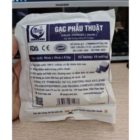 túi 50 gói gạc phẫu thuật tiệt trùng an lành 7.5x7,5x6 lớp 1 gói 10 miếng