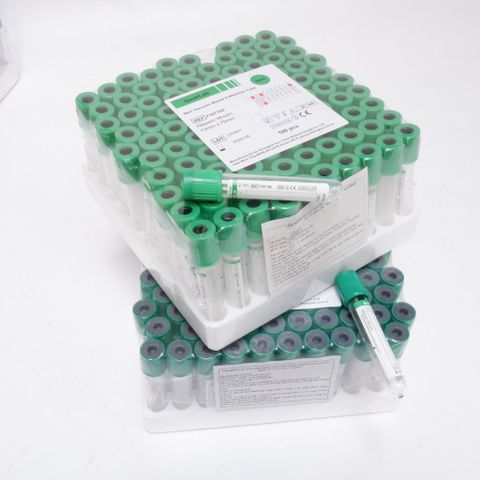 Ống nghiệm HEPARIN LITHIUM chân không nắp cao su xanh lá cây 2ml (Combo 100 ống) AN PHÚ