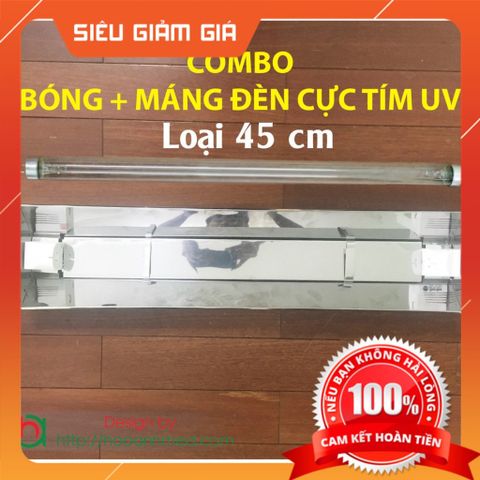 Bóng Đèn UVC Diệt Khuẩn Không Khí Đèn Cực Tím [COMBO Máng + bóng UV 45cm ]