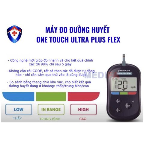 Máy đo đường huyết tiểu đường One Touch Ultra Plus Flex+ hộp 25 que test