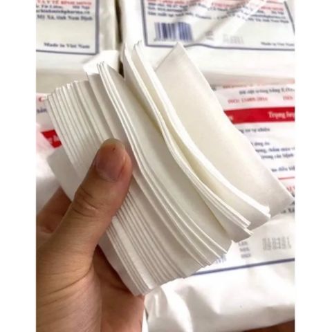 Bông cắt miếng sẵn Bình Minh ( 7x7cm ) Gói 0.5kg – Bông dùng trong spa, phun xăm, vệ sinh cá nhân, tẩy trang