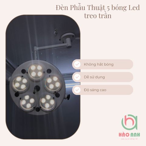 Đèn Phẫu Thuật Đèn Mổ cao cấp 5 bóng Led treo trần
