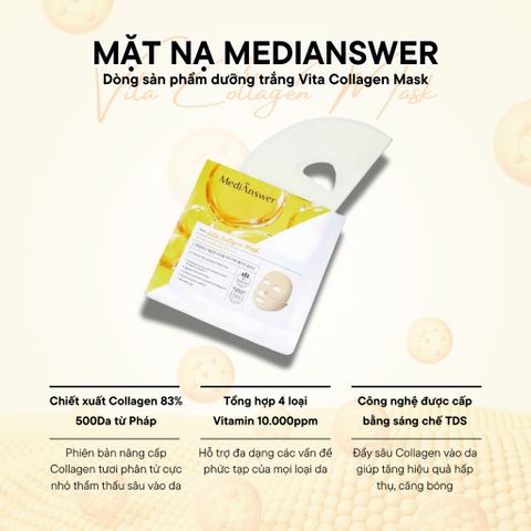 Mặt Nạ Thạch Vàng Dưỡng Da MediAnswer, Mặt Nạ Dưỡng Da Collagen Hàn Quốc Hộp 5 Miếng