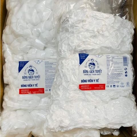 Bông gòn dạng viên, bông gòn bạch tuyết dạng viên nhỏ túi 500g
