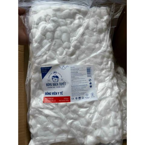 Bông gòn dạng viên, bông gòn bạch tuyết dạng viên nhỏ túi 500g