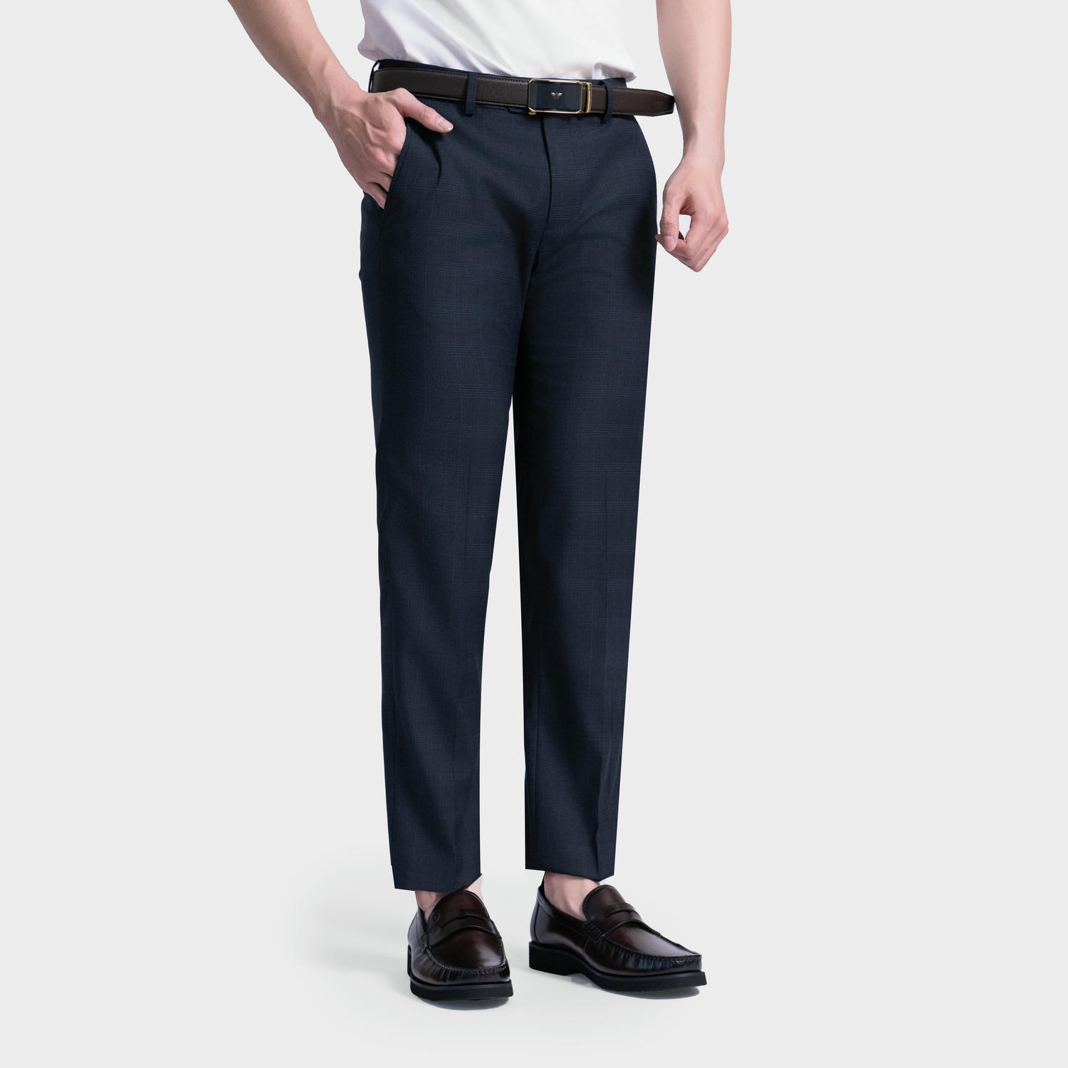 Quần Âu Xanh Kẻ Nam Aristino Regular Fit ATR0270S2