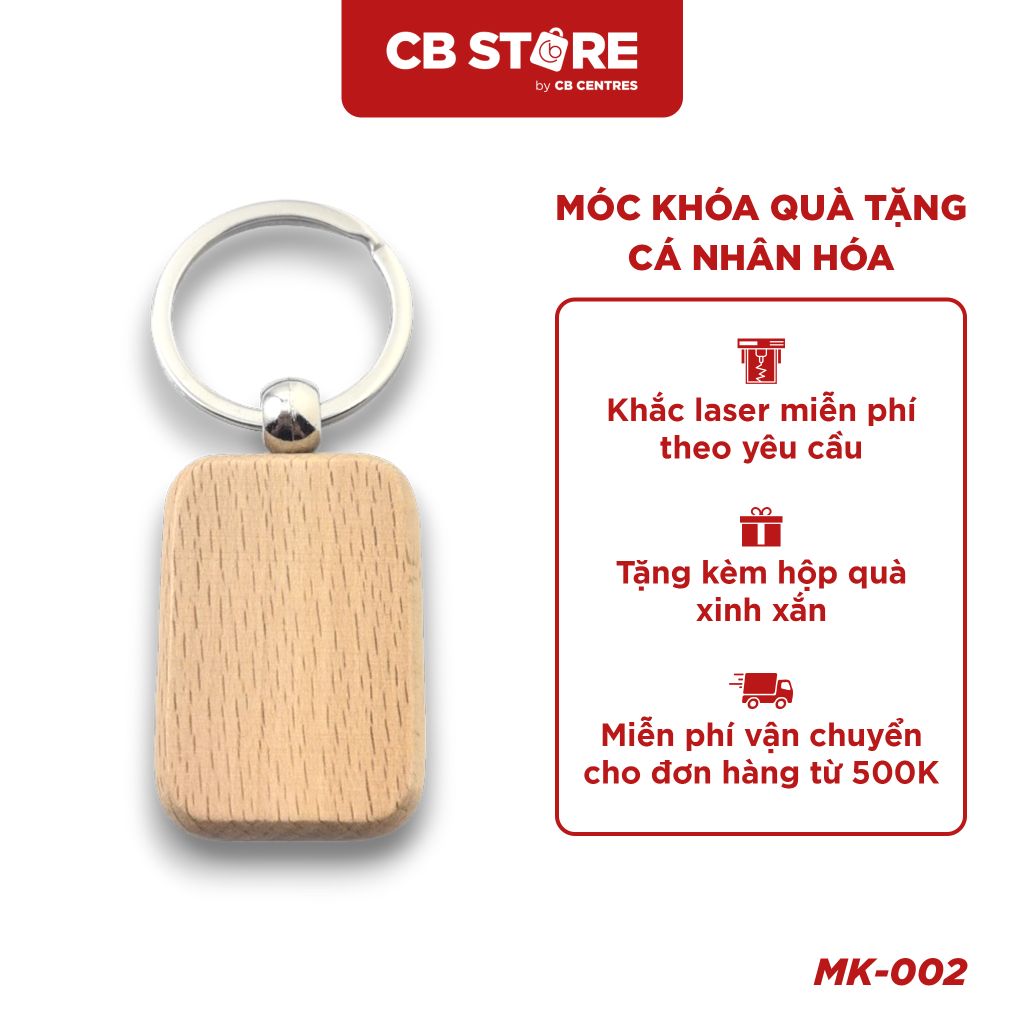 Móc khóa gỗ hình chữ nhật