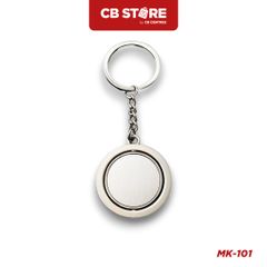 Móc khóa kim loại tròn xoay 360 độ - Mặt bạc trơn (Nối sợi)