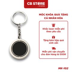 Móc khóa kim loại tròn xoay 360 độ - Mặt gương đen (Nối sợi)