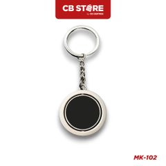 Móc khóa kim loại tròn xoay 360 độ - Mặt gương đen (Nối sợi)