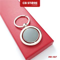 Móc khóa kim loại tròn xoay 360 độ - Mặt gương đen (Nối cầu)