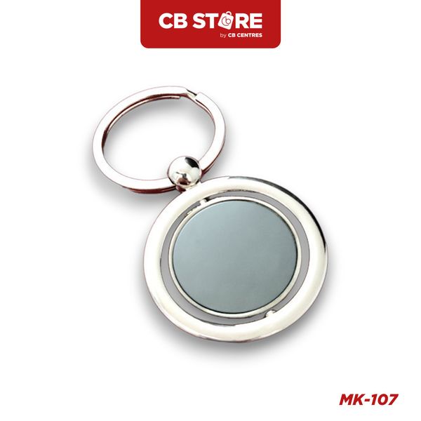 Móc khóa kim loại tròn xoay 360 độ - Mặt gương đen (Nối cầu)