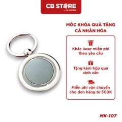 Móc khóa kim loại tròn xoay 360 độ - Mặt gương đen (Nối cầu)