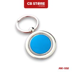 Móc khóa kim loại tròn xoay 360 độ - Mặt gương xanh dương (Nối cầu)