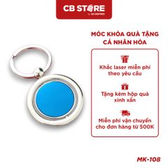 Móc khóa kim loại tròn xoay 360 độ - Mặt gương xanh dương (Nối cầu)