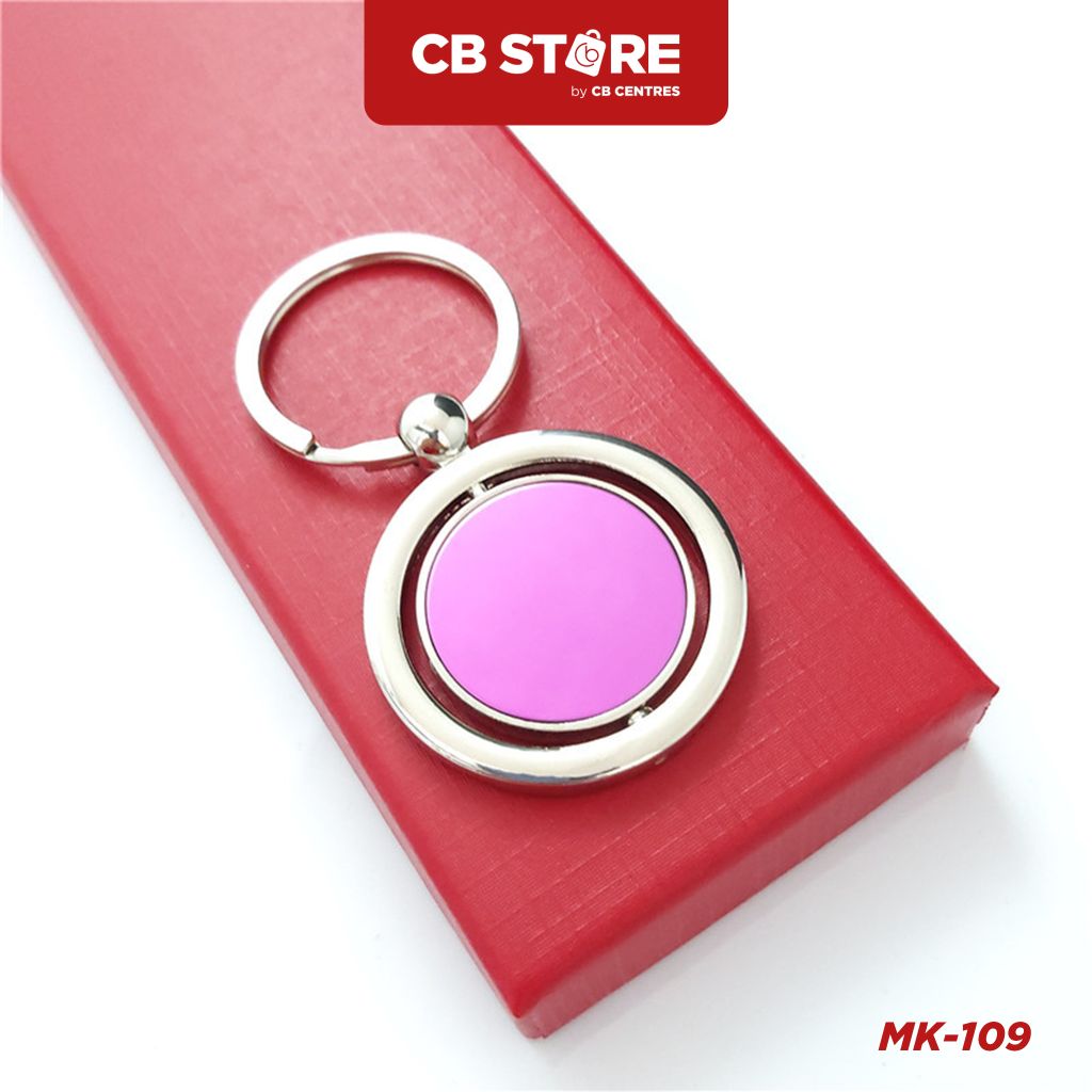 Móc khóa kim loại tròn xoay 360 độ - Mặt gương hồng (Nối cầu)
