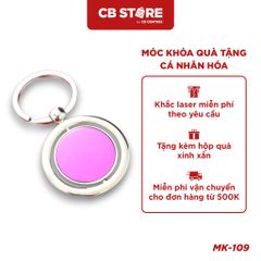 Móc khóa kim loại tròn xoay 360 độ - Mặt gương hồng (Nối cầu)