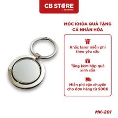 Móc khóa kim loại tròn xoay 360 độ bản to - Mặt bạc trơn